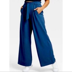 All In Motion Blue Lightweight Wide-Leg Casual Pants, Size Large